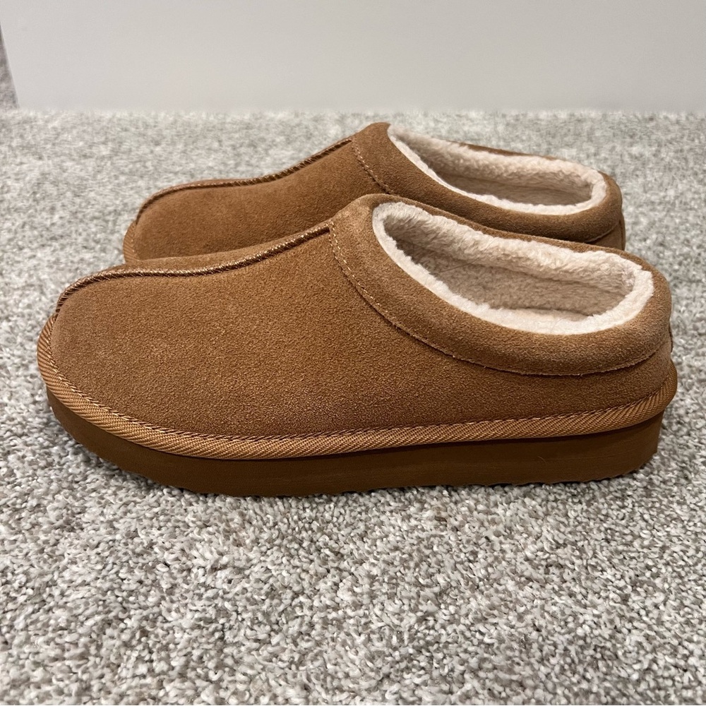 Suede platform slipper shoe